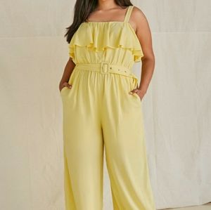 Yellow wide leg jumpsuit